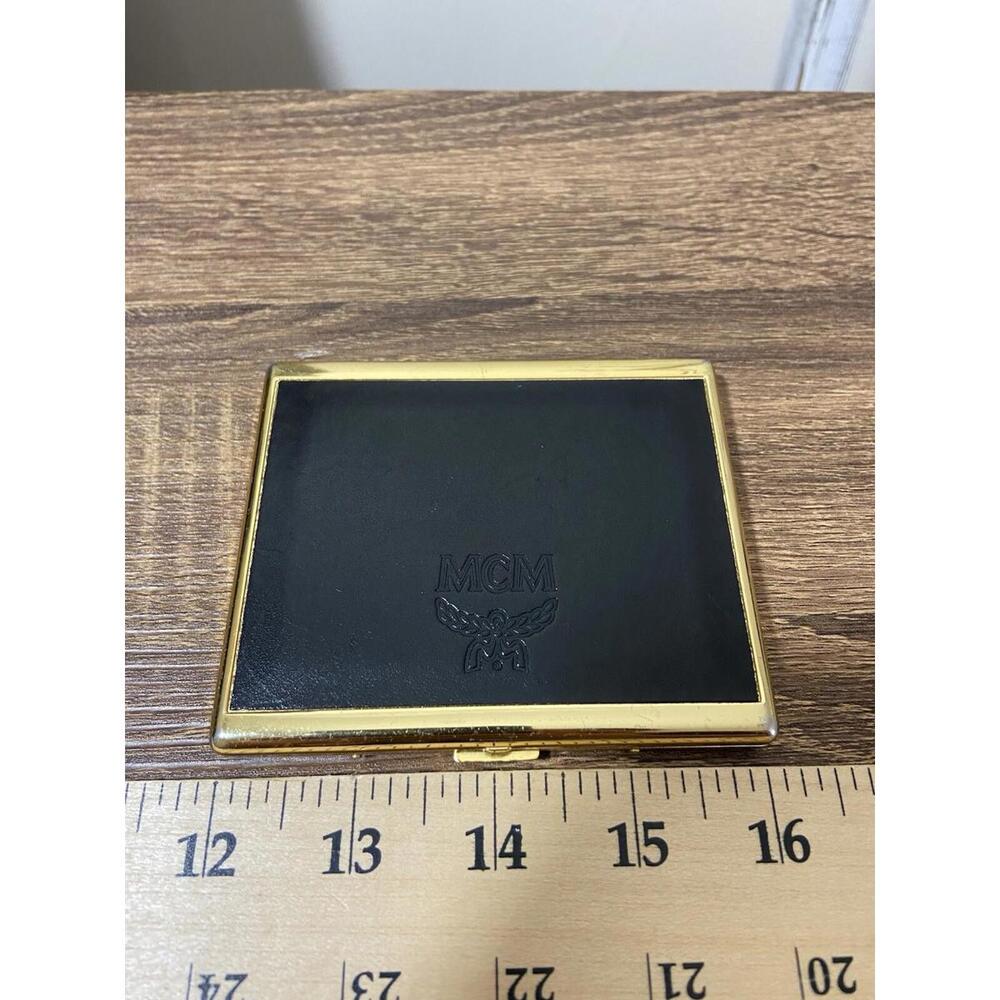 MCM Germany Black Leather Gold Metal Cigarette Card Case